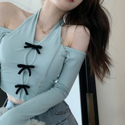 Bow Off Shoulder Long Sleeve Top