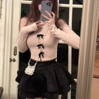 Bow Off Shoulder Long Sleeve Top - Thumbnail 5