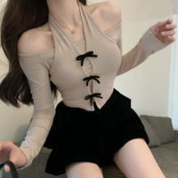 Bow Off Shoulder Long Sleeve Top - Thumbnail 8
