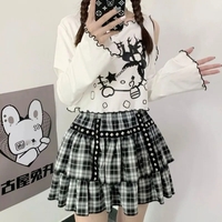 Cat Off Shoulder Frill Long Sleeve Shirt  - Thumbnail 1