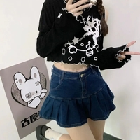 Cat Off Shoulder Frill Long Sleeve Shirt  - Thumbnail 7