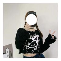 Cat Off Shoulder Frill Long Sleeve Shirt  - Thumbnail 8