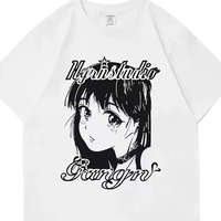 Anime Girl Print Oversized Short Sleeve T-shirt  - Thumbnail 5