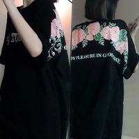 Flower Print Loose Short Sleeve T-shirt  - Thumbnail 6