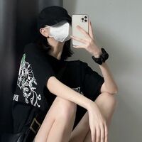 Flower Print Loose Short Sleeve T-shirt  - Thumbnail 7