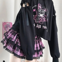 Rabbit Punk Print Hollow Out Hoodie  - Thumbnail 1
