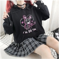 Rabbit Punk Print Hollow Out Hoodie  - Thumbnail 2