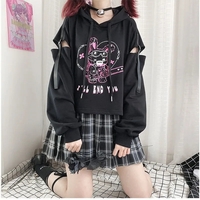 Rabbit Punk Print Hollow Out Hoodie  - Thumbnail 4