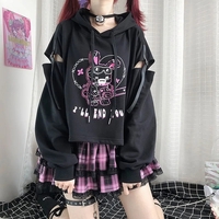 Rabbit Punk Print Hollow Out Hoodie  - Thumbnail 5