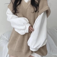 Grey Thick Knit Sweater Vest - Thumbnail 2