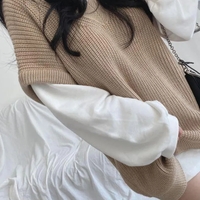 Grey Thick Knit Sweater Vest - Thumbnail 3