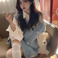 Blue Flower Crochet Sweater Vest  - Thumbnail 2