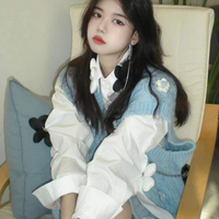 Blue Flower Crochet Sweater Vest  - Thumbnail 5