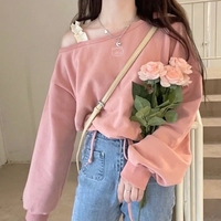 Pink Cat Embroidery Crop Sweater  - Thumbnail 2