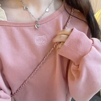 Pink Cat Embroidery Crop Sweater  - Thumbnail 3