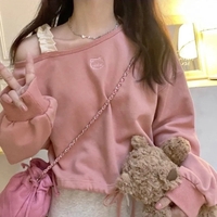 Pink Cat Embroidery Crop Sweater  - Thumbnail 5