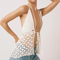 Crochet Front Tie Up Backless Vest - Thumbnail 4
