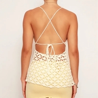 Crochet Front Tie Up Backless Vest - Thumbnail 5