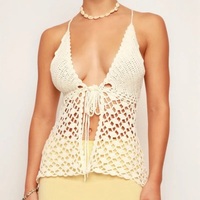 Crochet Front Tie Up Backless Vest - Thumbnail 2