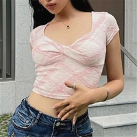Pink Plaid Crop Top - Thumbnail 1