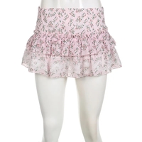 Floral Lace A-Line Chiffon Mini Skirt - Thumbnail 6