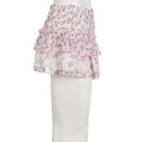 Floral Lace A-Line Chiffon Mini Skirt - Thumbnail 8