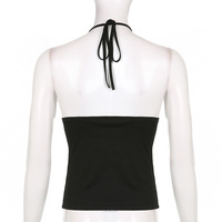 Black Belt Bandage V Neck Backless Halter Top  - Thumbnail 8