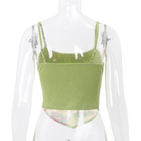 Green Vacation Print Patchwork Tank Top - Thumbnail 7