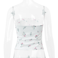 White Floral Zipper Tube Top - Thumbnail 7