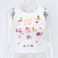 Cartoon Print Sleeveless Tank Top  - Thumbnail 6