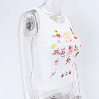 Cartoon Print Sleeveless Tank Top  - Thumbnail 7