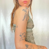 Floral Print Lace Trim Mesh Crop Top - Thumbnail 1