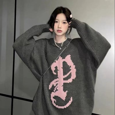 Grey y2k oversized sweater 