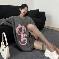 Grey Y2K Oversized Sweater  - Thumbnail 3