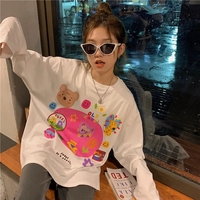 White Retro Cartoon Print Sweater  - Thumbnail 1