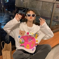 White Retro Cartoon Print Sweater  - Thumbnail 2