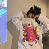 White Retro Cartoon Print Sweater  - Thumbnail 3