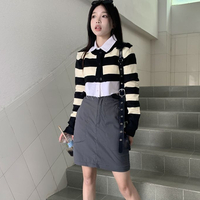 2PCS Stripe Sweater + White Shirt  - Thumbnail 6