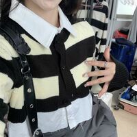2PCS Stripe Sweater + White Shirt  - Thumbnail 7