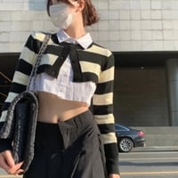 2PCS Stripe Sweater + White Shirt  - Thumbnail 8