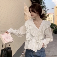 White Ruffle Long Sleeve Blouse  - Thumbnail 3