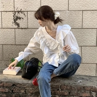 White Ruffle Long Sleeve Blouse  - Thumbnail 5