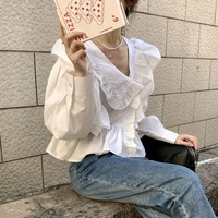 White Ruffle Long Sleeve Blouse  - Thumbnail 6