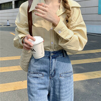 Yellow Stripe Loose Long Sleeve Shirt  - Thumbnail 2