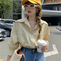 Yellow Stripe Loose Long Sleeve Shirt  - Thumbnail 5
