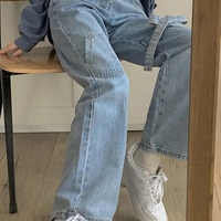 Bow High Waist Straight Leg Jeans - Thumbnail 3