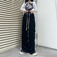 Black Side Bow Bandage High Waist Trousers  - Thumbnail 1