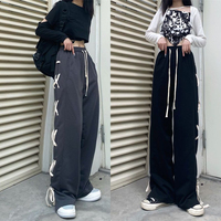 Black Side Bow Bandage High Waist Trousers  - Thumbnail 3