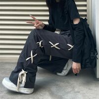 Black Side Bow Bandage High Waist Trousers  - Thumbnail 5