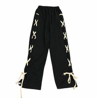 Black Side Bow Bandage High Waist Trousers  - Thumbnail 8